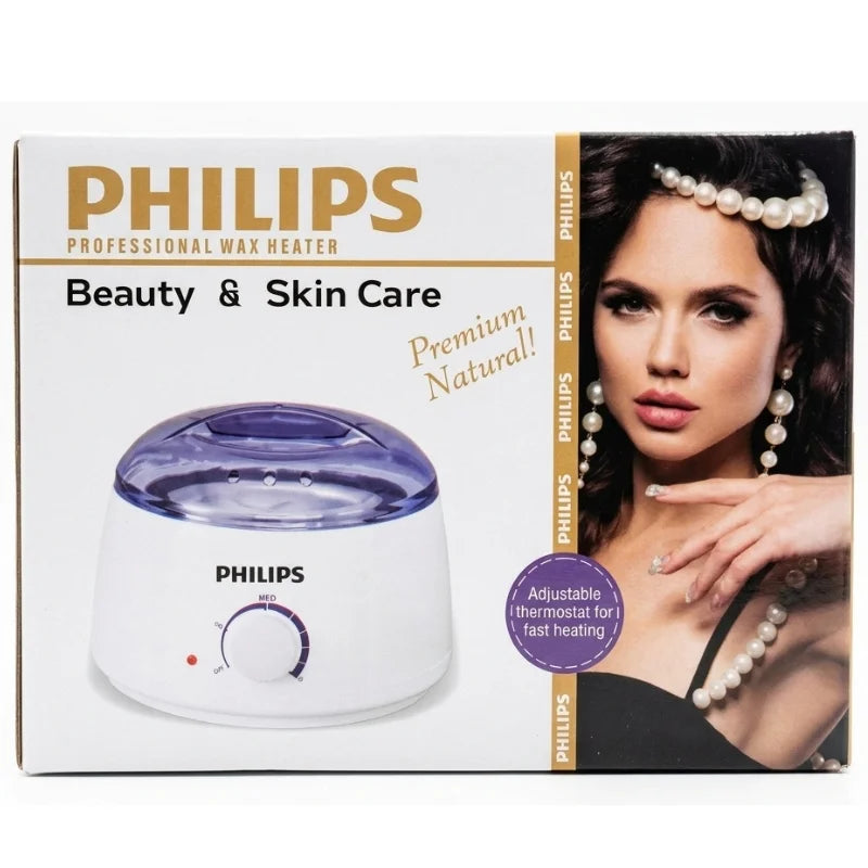 Philips professional Wax Melting Machine for Hair Removal | Model FJF508-1 | Electric Wax Warmer with 2 Aluminum Pots | Adjustable Temperature Control up to 80°C | 100W