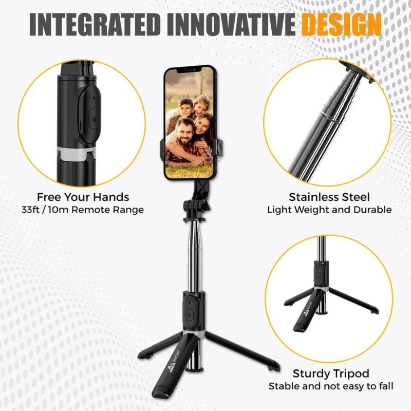 NeePho P170S Selfie Stick Tripod | Extendable , Bluetooth Remote, Universal Smartphone Mount | Durable Metal Build & Lightweight Design