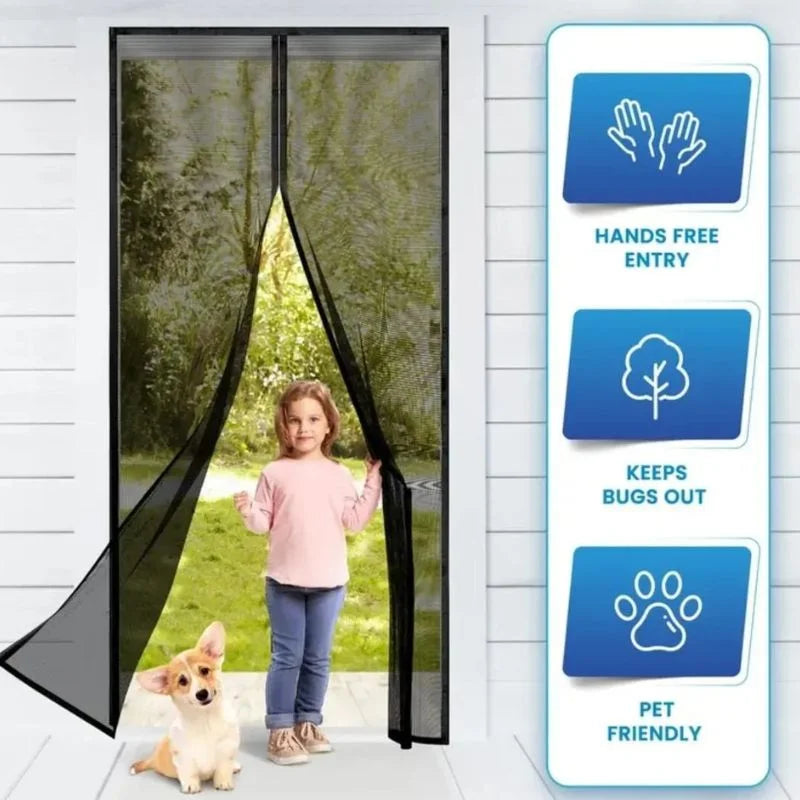 Hands-Free Retractable Magnetic Door Mesh | Magic Mesh Screen Door with Magnetic Closure