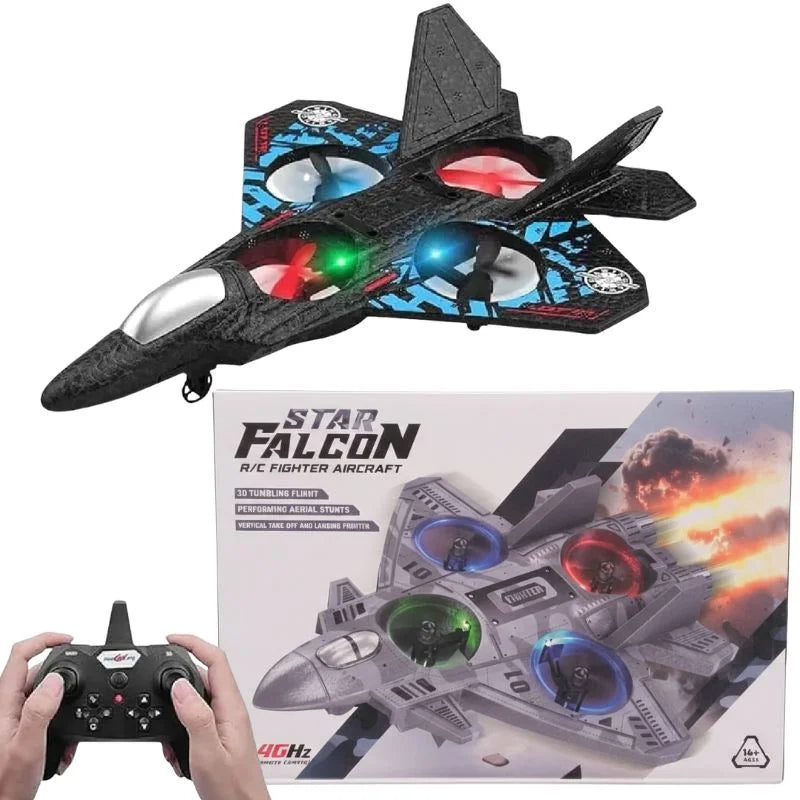 Premium RC Fighter Jet Plane 2.4 | Remote Control Foam Airplane Toy with Lights & 3D Stunt Glider