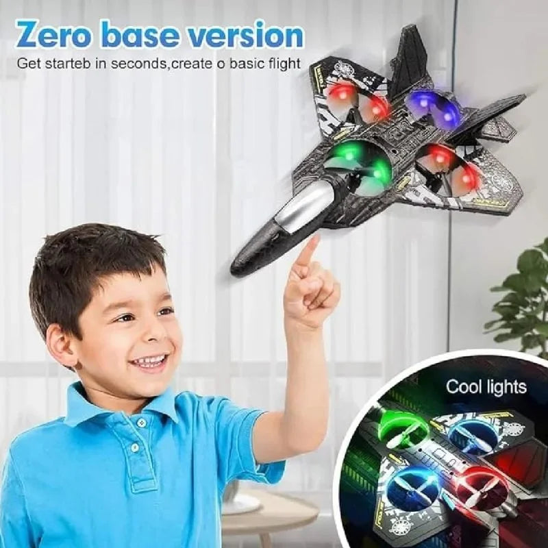 Premium RC Fighter Jet Plane 2.4 | Remote Control Foam Airplane Toy with Lights & 3D Stunt Glider