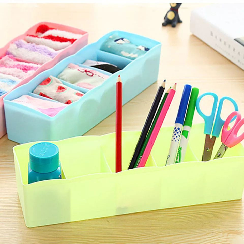 5-Grid Multipurpose Divider Storage Box | Cosmetic, Jewelry & Kitchen Organizer | Random Colors