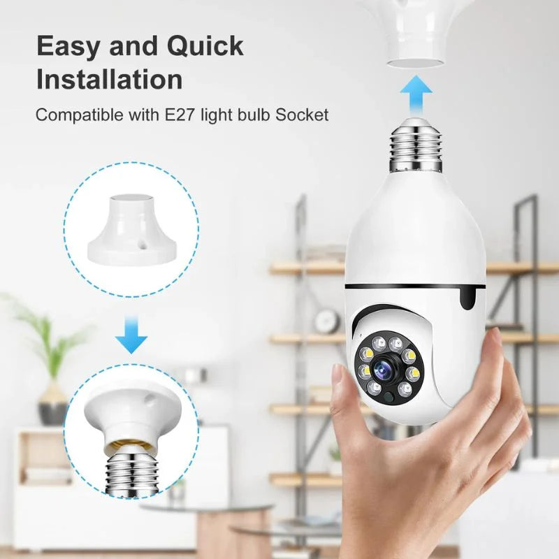 Speed-X Bulb Camera 1080P WiFi 360° Panoramic Security Camera  | Night Vision & Two-Way Audio