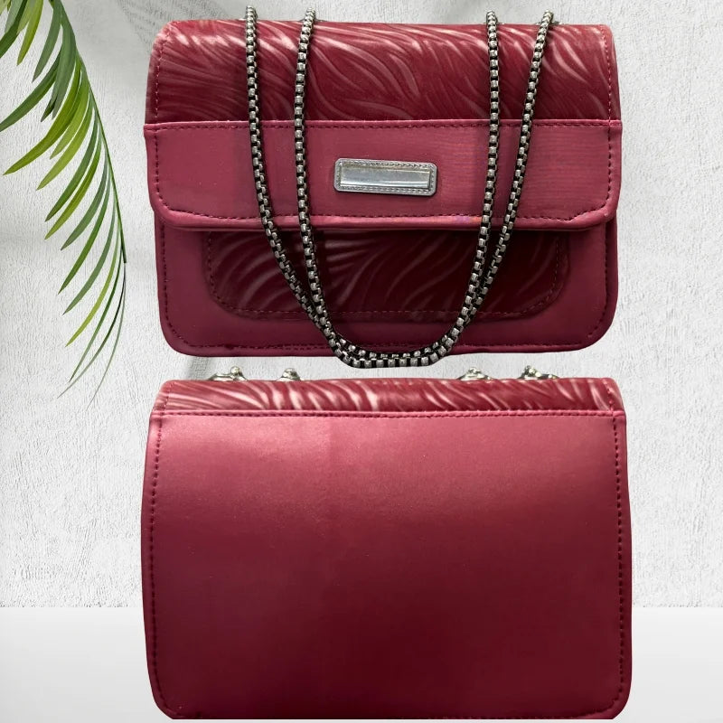 Luxury Women’s Shoulder Bag in Maroon Faux Leather for Casual, Work, and Formal Use