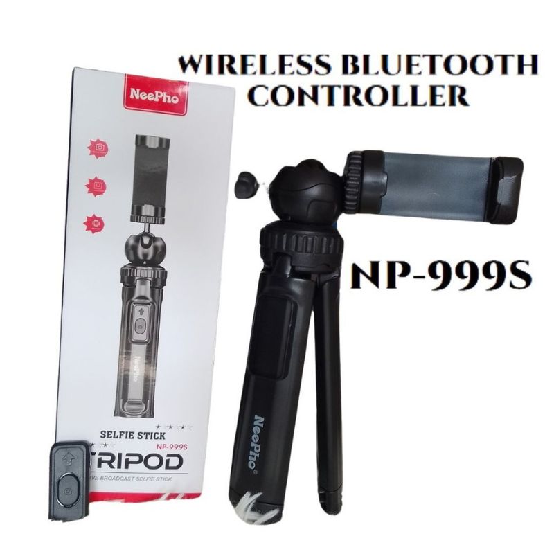 NeePho NP-999s 2-in-1 Selfie Stick & Tripod | Adjustable Height, Bluetooth Remote | Universal Smartphone & Camera Mount | Lightweight & Portable