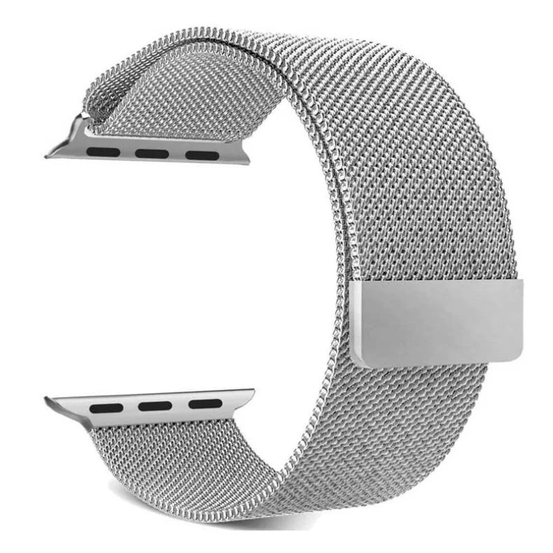 Silver | Apple Watch Milanese Magnetic Loop Strap | Stainless Steel Band  | 42mm / 44mm / 45mm