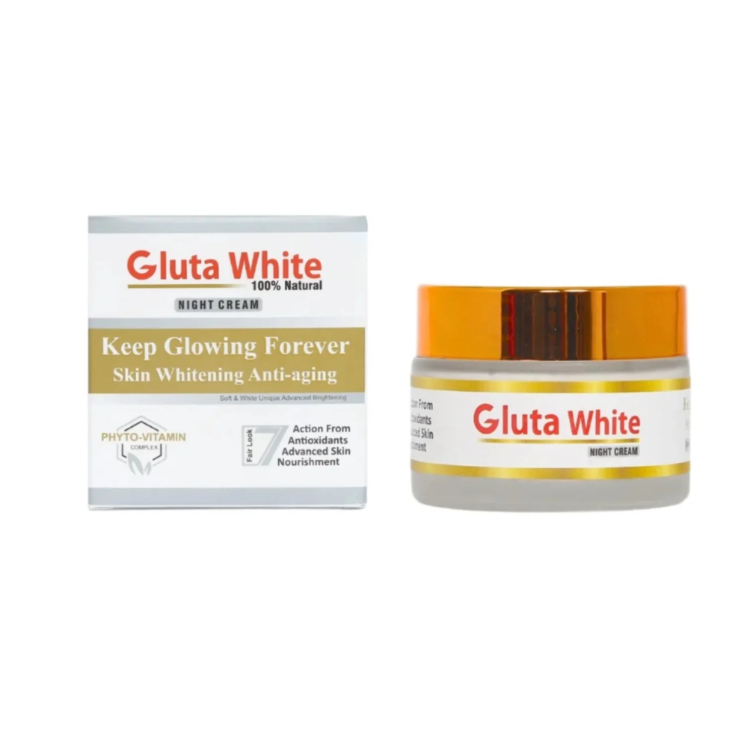 Gluta White Day & Night Cream | Whitening Anti-Aging Hydrating 50g Face Care
