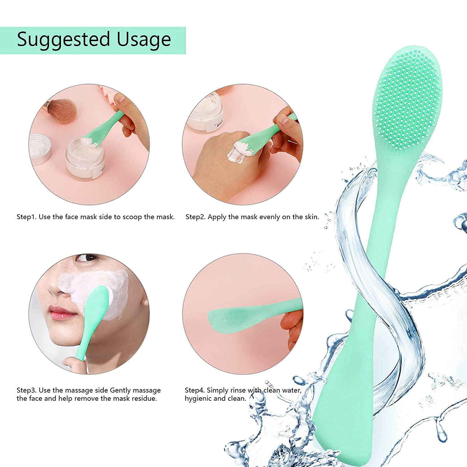 Double Ended Silicone Face Mask & Cleansing Brush | Soft Reusable Skincare Applicator | Pack of 2