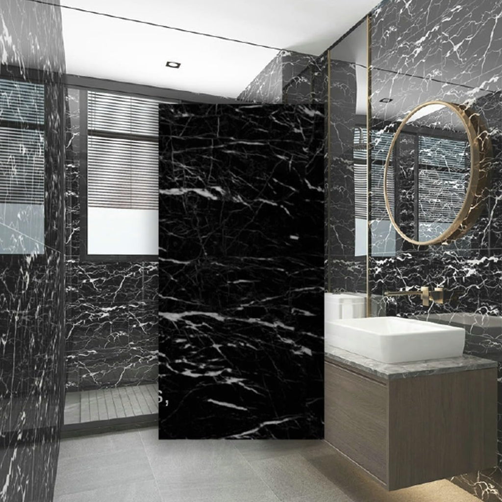 Black & White | Marble Sheet Sticker |  60x200cm | Waterproof Self-Adhesive PVC Wallpaper for Furniture Walls