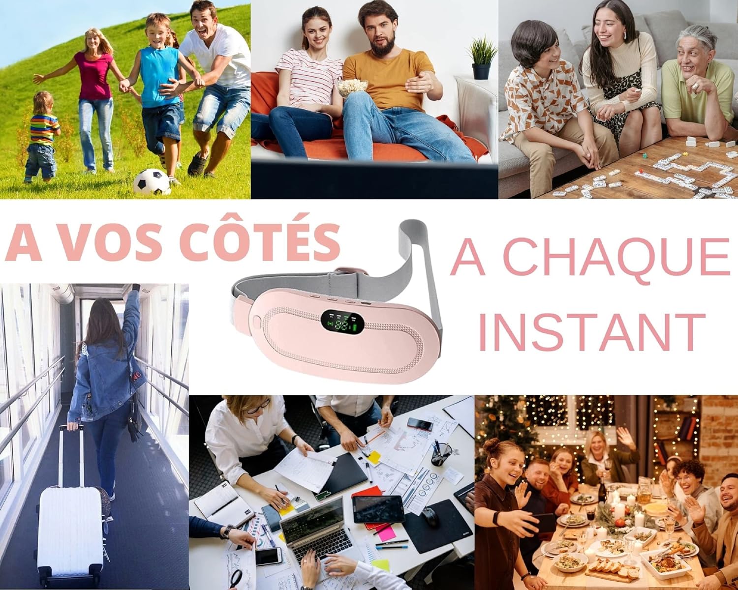 Digital Period Heating Pad & Vibrating Belt | Fast Menstrual Cramp Relief | Rechargeable & Portable