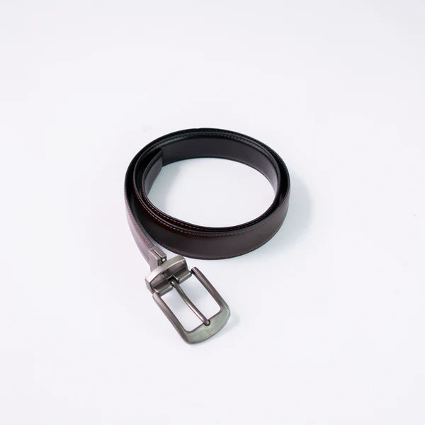 Black &  Brown Imported Reversible Belt | Double-Sided Matt Finish Strap with Elegant Metal Buckle