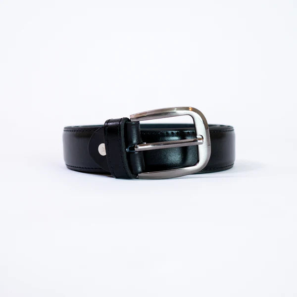 Black Pure Leather Belt | Premium Formal Wear Belt with Rugged Leather Interior & Elegant Metal Buckle