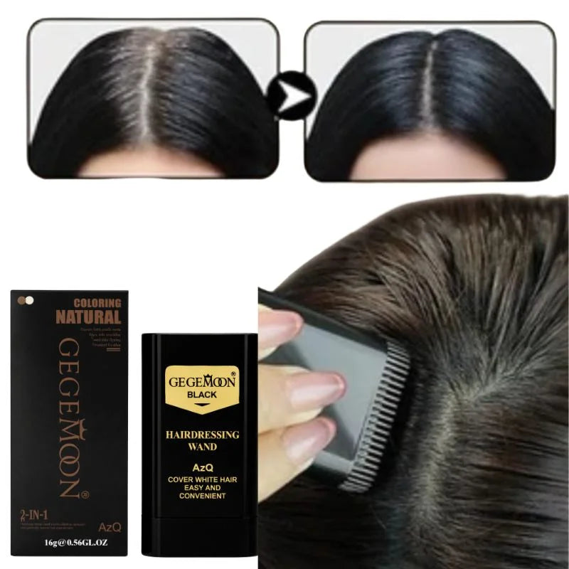 Black Temporary Hair Color Stick  | Long-Lasting Gray Coverage Hair Touch-Up Wand