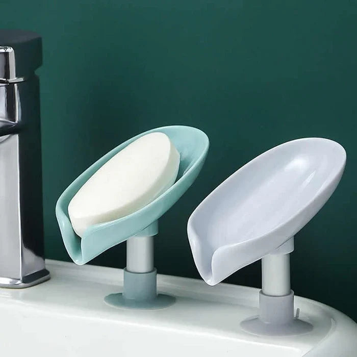 Leaf-Shaped Self-Draining Soap Holder | Stylish Waterfall Design with Suction Base for Bathroom & Kitchen | Random Colors