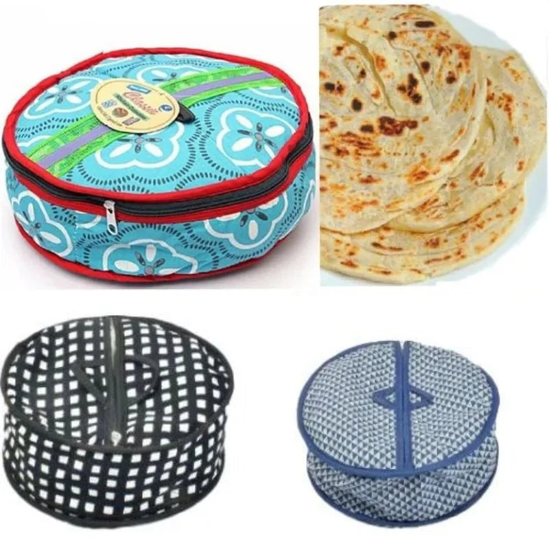 Roti Zipper Bag  | Reusable Airtight & Insulated Storage Bag | Keeps Chapati Fresh, Soft & Warm | Random Design