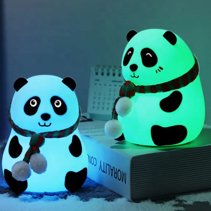 Panda LED Night Lamp | YH-608 Model | Soft Silicone Rechargeable Night Light | 7-Color Touch Control | Kids Bedroom, Nursery & Gift Decor
