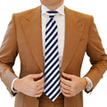 Blue & White Striped Tie & Pocket Square Set | Premium Men’s Formal Striped Tie | Classic Blue & White Design