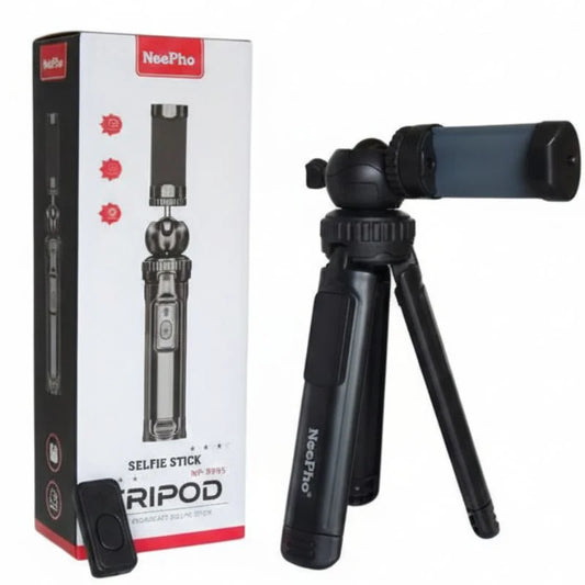 NeePho NP-999s 2-in-1 Selfie Stick & Tripod | Adjustable Height, Bluetooth Remote | Universal Smartphone & Camera Mount | Lightweight & Portable