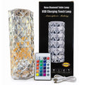 16 Colors Diamond Rose Crystal Touch Lamp | USB Rechargeable Bedside Lamp with Remote