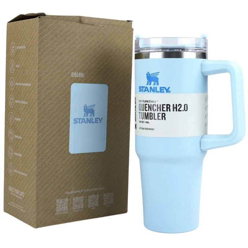 Light Blue Stanley 40 Oz Stainless Steel Tumbler | Leak-Proof Vacuum Insulated Travel Mug | Hot & Cold