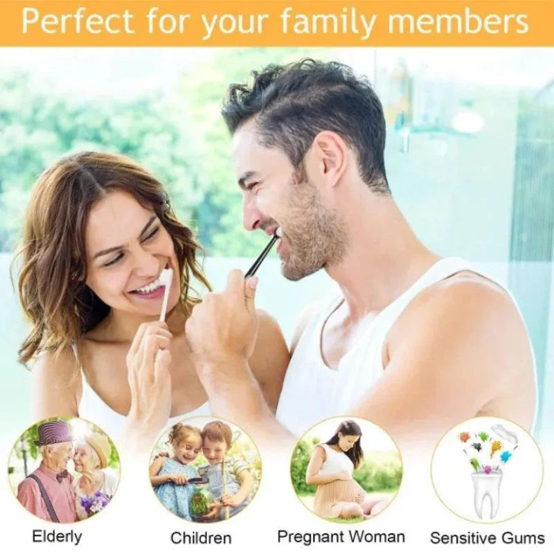 Nano Toothbrush with Travel Case | Ultra Soft Micro-Nano Bristles | For Sensitive Gums, Adults & Kids | Black