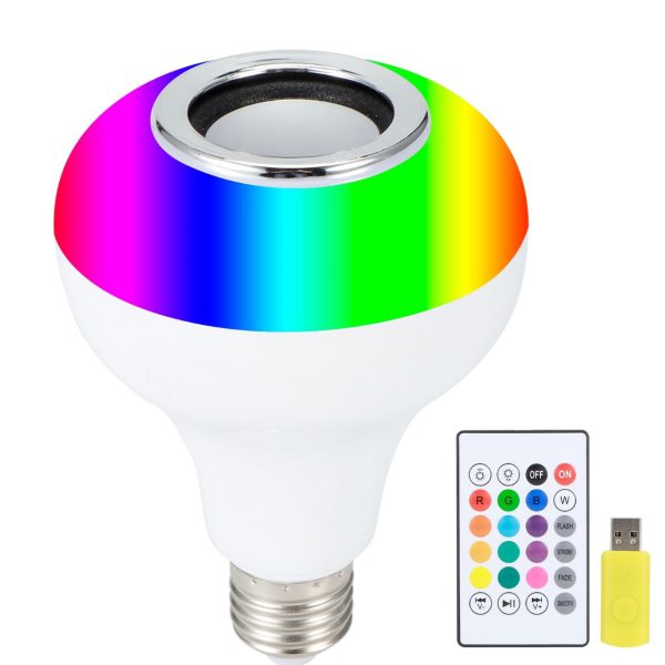 2-in-1 Smart LED Bulb with Bluetooth Speaker | RGB Color Light + Remote Control