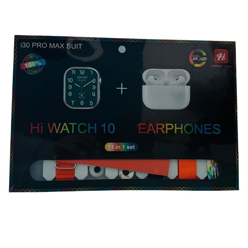 i30 Pro Max Suit Smart Watch & Earbuds Combo | 11-in-1 Multifunction Smart Wearable