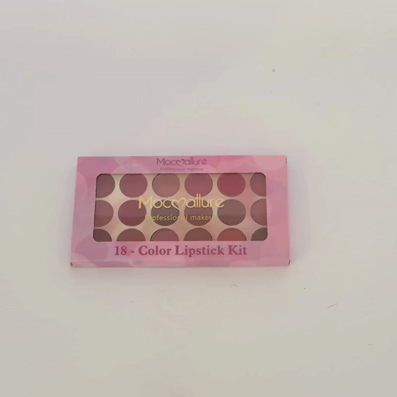 Moccallure Professional 18-Colors Lipstick Kit | Long-Lasting, Hydrating & Compact Makeup Palette