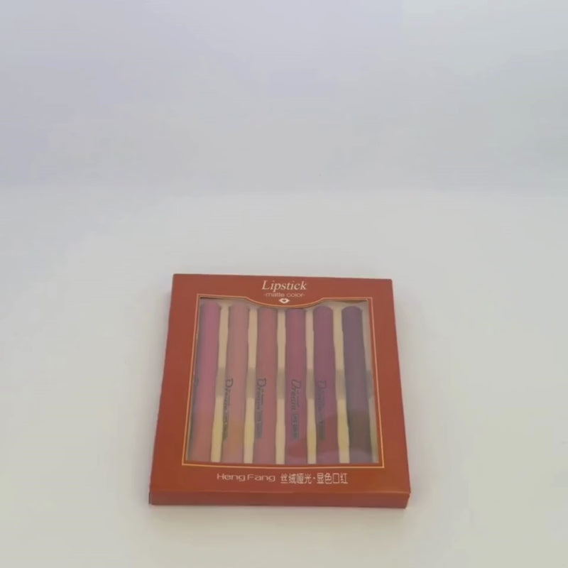 Hengfang Matte Dream Lipstick Set – 6-Piece Long-Lasting Nude Shades | Waterproof, Smooth Finish