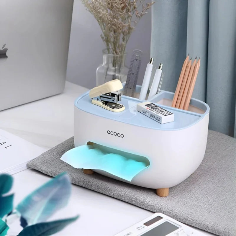 ECOCO Tissue Box with Multifunctional Storage Drawer | Creative Desk Organizer & Tissue Holder | Remote Control & Stationery Organizer | Kitchen, Living Room & Office